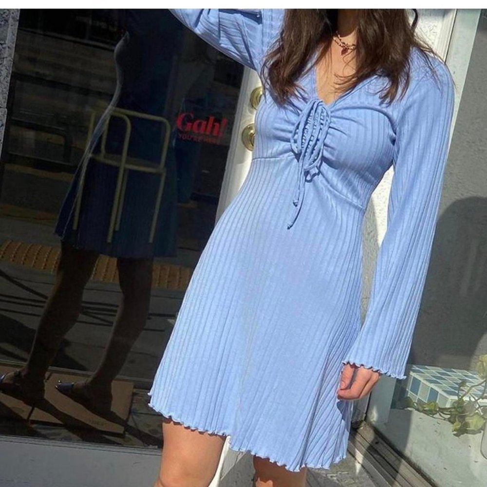 Lisa Says Gah Blue Knit Dress
